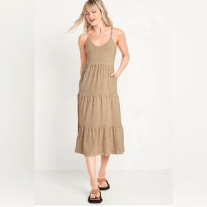 Old Navy Tiered Slub-Knit Midi Cami Swing Dress Size M